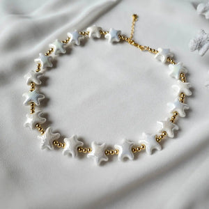 MEDITERRANEO - Collana girocollo con stella marina bianca in ceramica - OE!