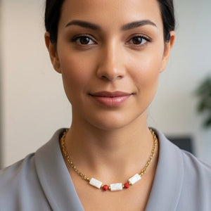 MOTHER OF PEARL – Collana in Madreperla e Corallo Bambù - OE!