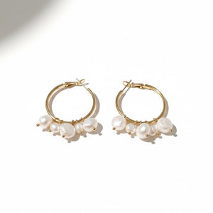 NETTARE DI SALE - Orecchini a Cerchio con Perle di Fiume Naturali – Made in Italy - OE!