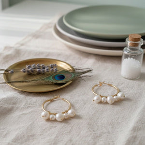 NETTARE DI SALE - Orecchini a Cerchio con Perle di Fiume Naturali – Made in Italy - OE!