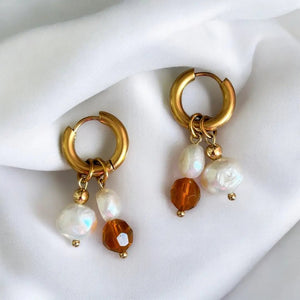 ORANGE CRYSTAL – CERCHI ORO CON PERLE - OE!