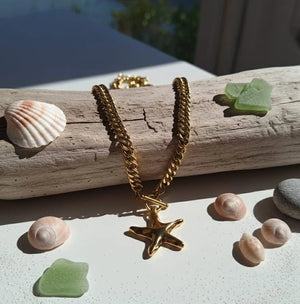 Oro di mare collana a catena con pendente a stella marina - OE!