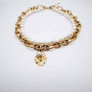 ORO GIALLO - Collana con catena e perle - OE!