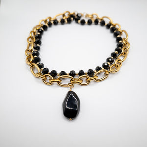 OSSIDIANA - Collana con pietra naturale e catena oro - OE!
