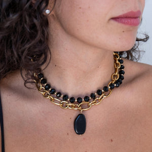 OSSIDIANA - Collana con pietra naturale e catena oro - OE!