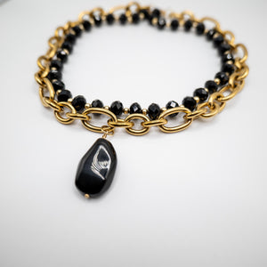 OSSIDIANA - Collana con pietra naturale e catena oro - OE!