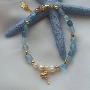 PALMA BEACH – Bracciale con Acquamarina e Perle - OE!