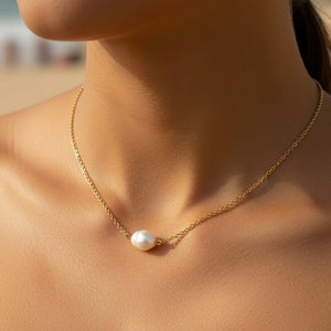 PERLA SOLITARIA - Collana con perla di fiume - OE!