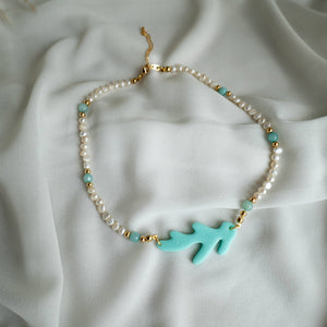 PROFONDO BLU - Collana con perle fi fiume e acquamarina - OE!