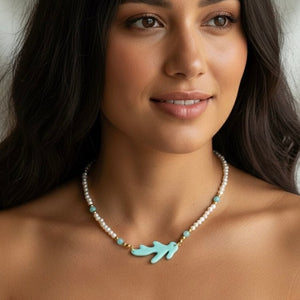 PROFONDO BLU - Collana con perle fi fiume e acquamarina - OE!