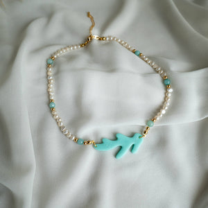 PROFONDO BLU - Collana con perle fi fiume e acquamarina - OE!