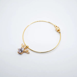 Reindeer - bracciale rigido dorato con ciondolo in cristallo - OE!