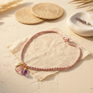 Resort summer collana in corda rosa con charms - OE!