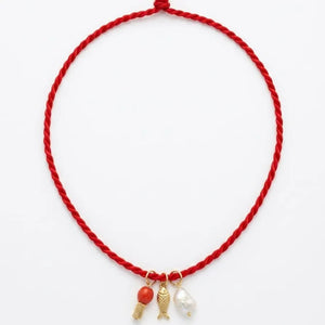 Resort Summer collana in corda rossa con charms - OE!