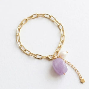 Respiro di primavera bracciale placcato oro 18k e giada - OE!