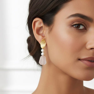 Rose Quartz Leaf - Orecchini - OE!