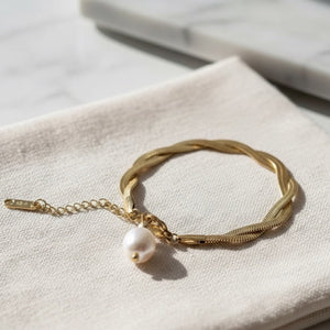 SERPENTE - bracciale con perla - OE!