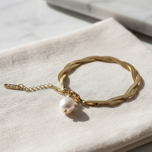 SERPENTE - bracciale con perla - OE!