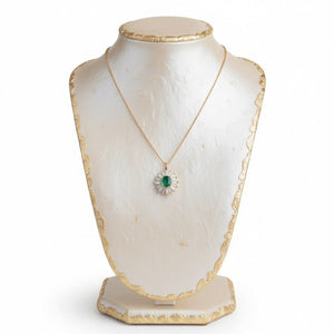 Smeralfiore - Collana Artigianale Made in Italy Oro 18K Zirconi e Cristallo Smeraldo | Gioiello Unico Natale - OE!