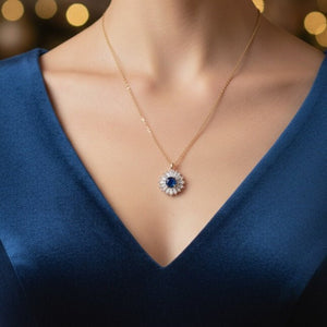 Smeralfiore - Collana Artigianale Made in Italy Oro 18K Zirconi e Cristallo Smeraldo | Gioiello Unico Natale - OE!