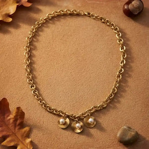 Smeriglio collana artigianale con perle di fiume placcata oro 18k - OE!