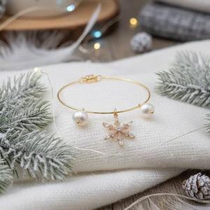 Snowflake - bracciale rigido dorato - OE!