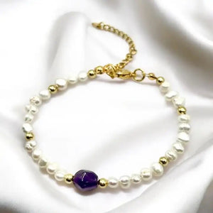 SOGNO – bracciale con perle d’acqua dolce e ametista - OE!