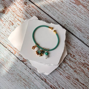 Sole & Sale Aqua Verde – Bracciale rigido in corda con charm - OE!