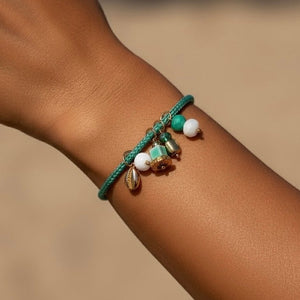 Sole & Sale Aqua Verde – Bracciale rigido in corda con charm - OE!