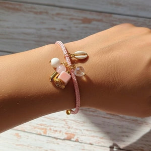 Sole & Sale Pink – Bracciale rigido in corda con charm - OE!