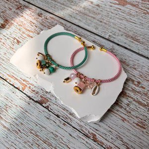 Sole & Sale Pink – Bracciale rigido in corda con charm - OE!