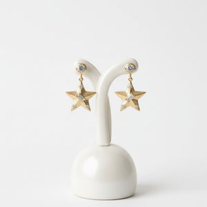 Stellare - Orecchini Stella Natale Artigianali Made in Italy - Acciaio Inox, Oro 18K e Zirconi - OE!