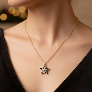 Stellisse - Collana Artigianale Made in Italy: Acciaio Inox Oro 18K, Stella & Perle - Regalo Natale - OE!