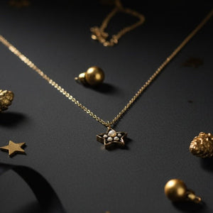 Stellisse - Collana Artigianale Made in Italy: Acciaio Inox Oro 18K, Stella & Perle - Regalo Natale - OE!