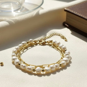 SUSSURRI D'ACQUA – bracciale con perle e catena - OE!