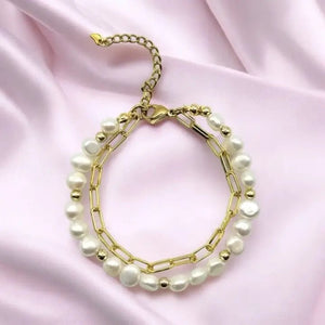 SUSSURRI D'ACQUA – bracciale con perle e catena - OE!