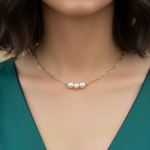 TRE - Collare/Choker con perle di fiume - OE!