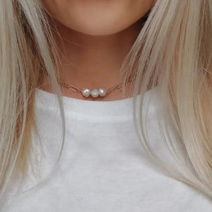 TRE - Collare/Choker con perle di fiume - OE!