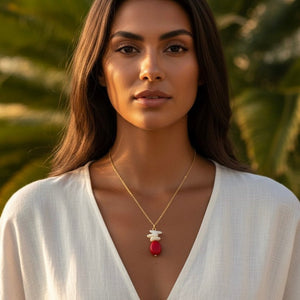 TROPICAL - collana in corallo bamboo e madreperla - OE!