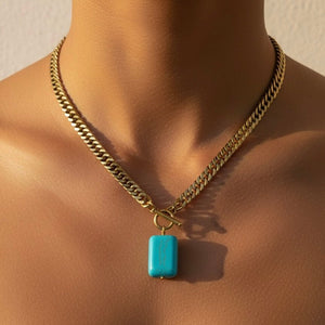 TURCHESE - collana a catena in oro con pendente - OE!