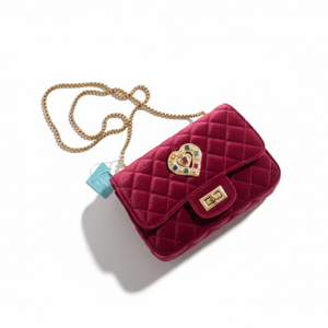 Velvet luxe bag heart borsa a tracolla in velluto con catena