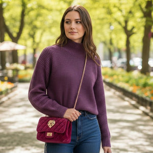 Velvet luxe bag heart borsa a tracolla in velluto con catena