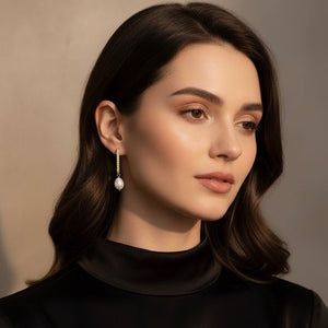 ZIRCONIA&PERLA - Orecchini a cerchio rettangolari - OE!