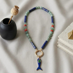 Abisso collana artigianale con pietre e pendente - OE!