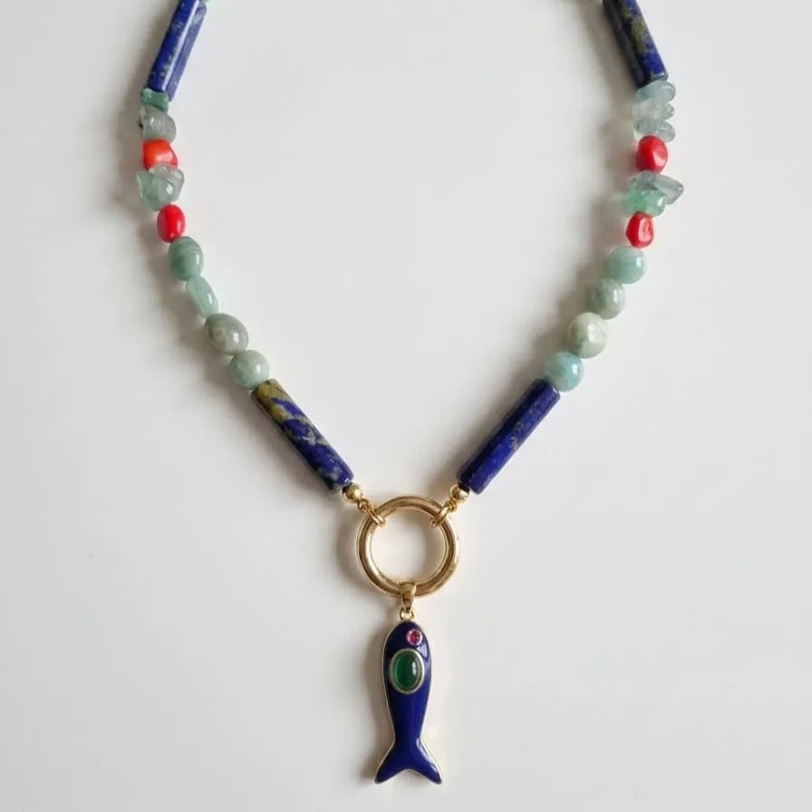 Abisso collana artigianale con pietre e pendente - OE!