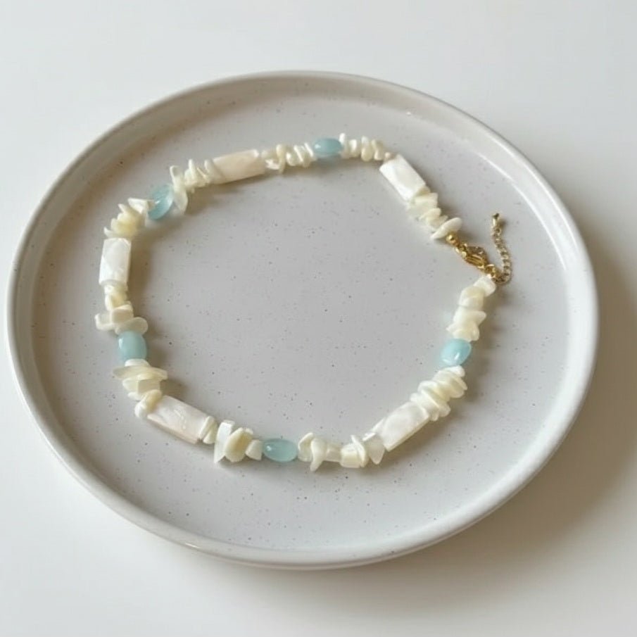 ACQUAMARE - collana in madreperla e acquamarina - OE!