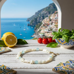 ACQUAMARE - collana in madreperla e acquamarina - OE!