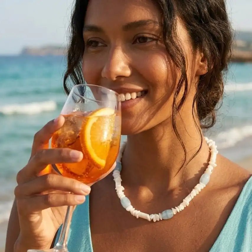 ACQUAMARE - collana in madreperla e acquamarina - OE!