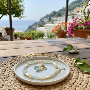 ACQUAMARE - collana in madreperla e acquamarina - OE!