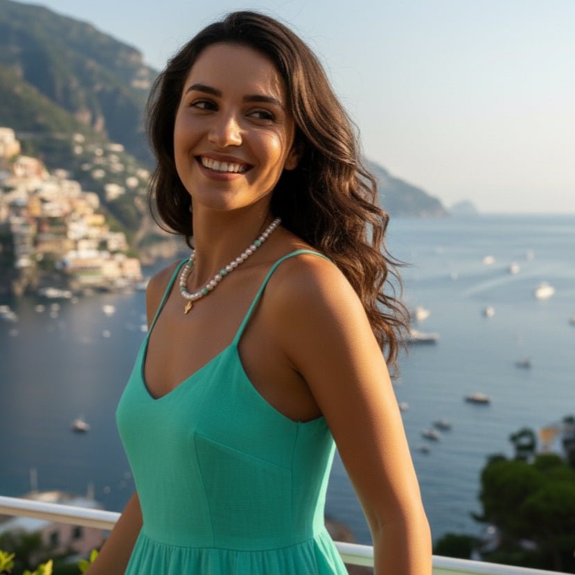 ACQUAMARINA - Collana cactus con perle e aquamarina - OE!